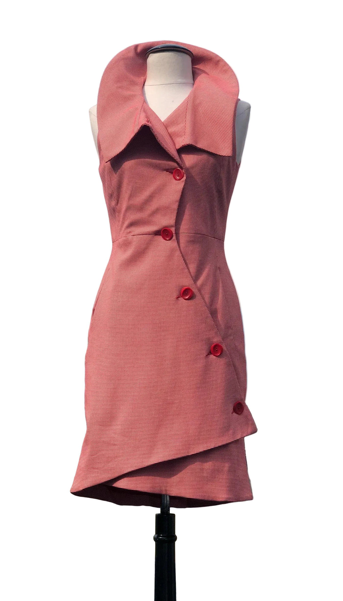 Swerve Vest Dress / Retro Red White Pattern