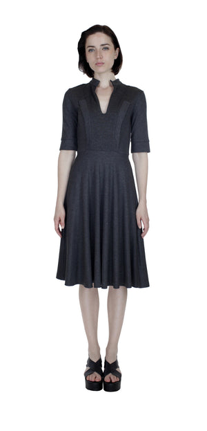 Split Neck Knit Dress naturevsfuture Split Neck Knit Dress naturevsfuture