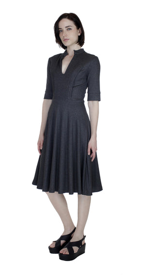 Split Neck Knit Dress naturevsfuture Split Neck Knit Dress naturevsfuture
