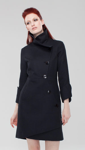 Swerve Jacket in Cotton Pique Texture/ Black