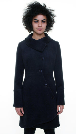 Swerve Coat in Wool/Cashmere / Dark Charcoal