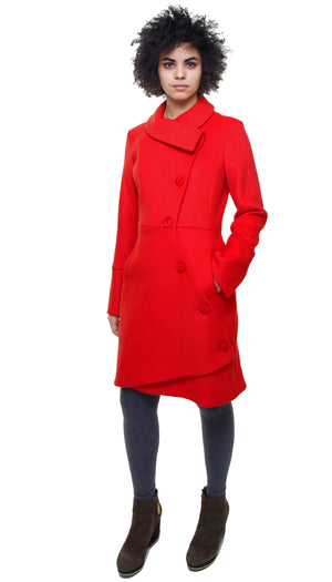 Swerve Coat  / Wool/Nylon/Cashmere /  Pomodoro Red
