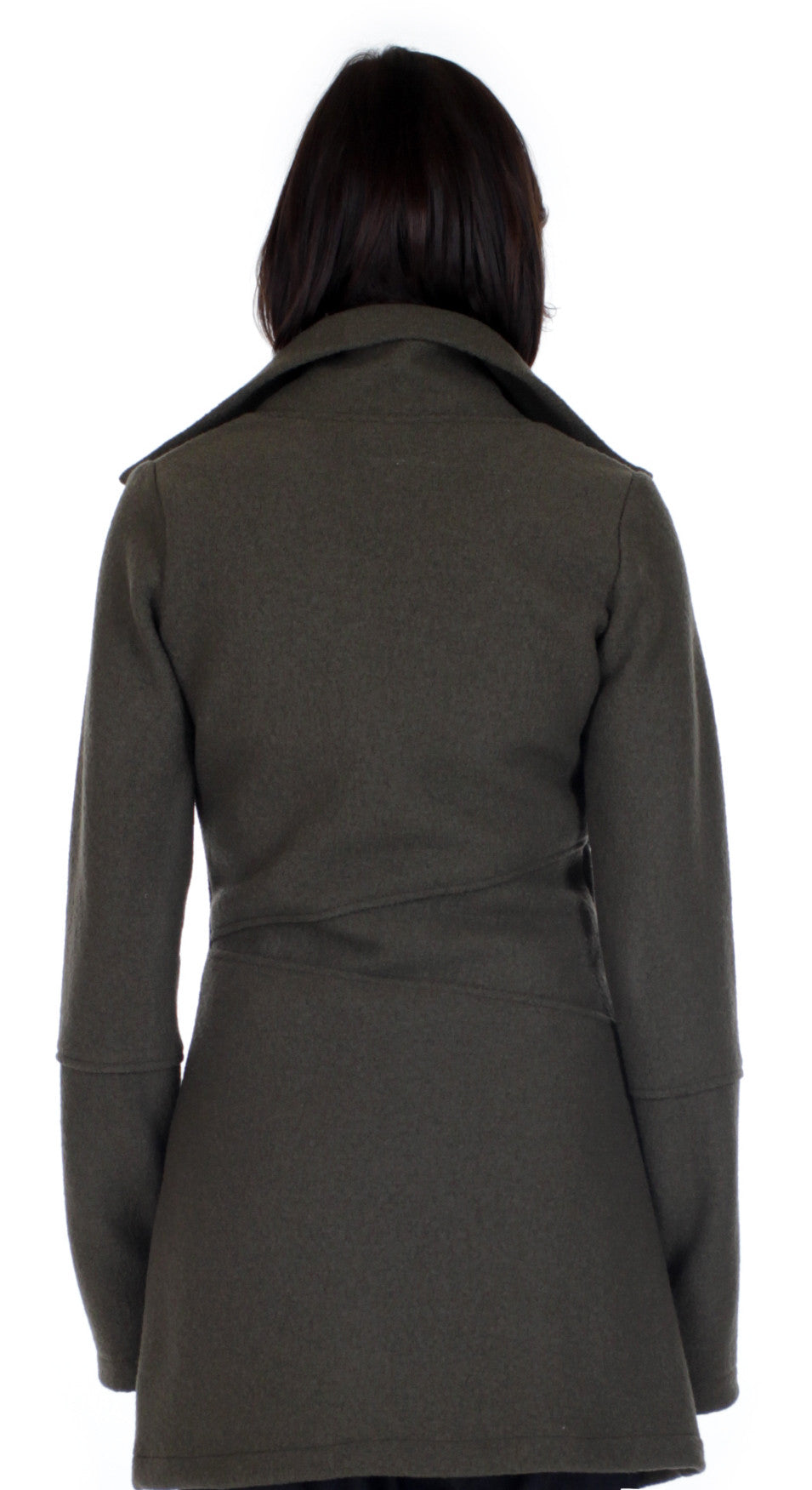 Classic Double collar wool knit sweater jacket/ Wool Knit/ Olive