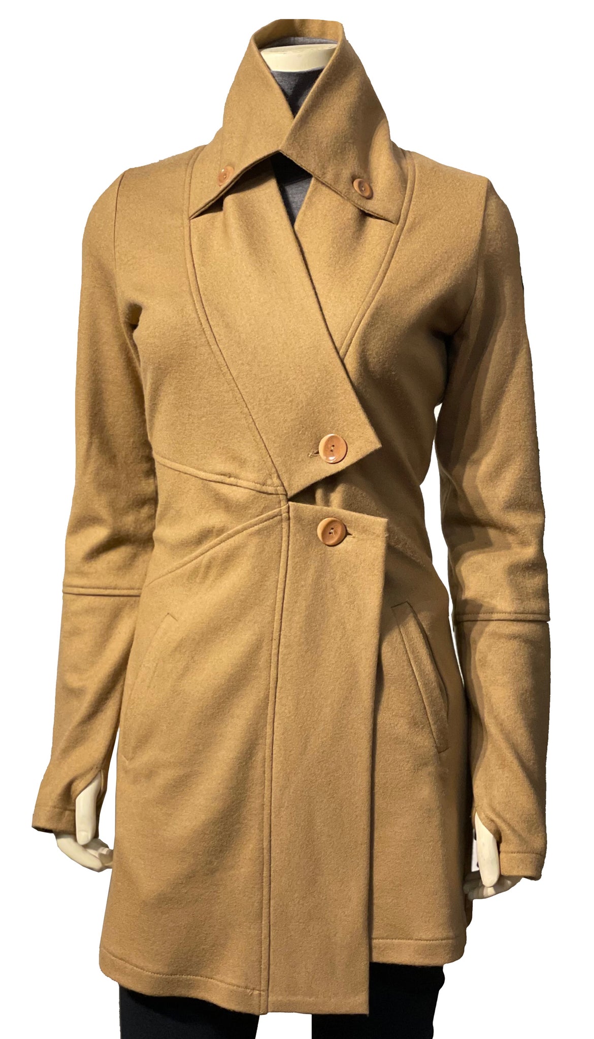 Classic Double Collar Wool Sweater Jacket/Classic Fitted Fit/ Camel