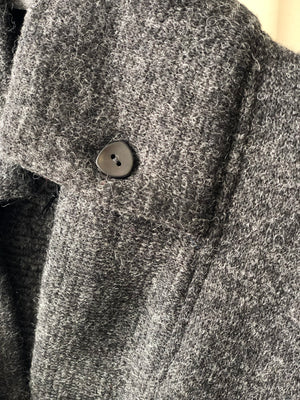 Classic Double collar wool knit sweater jacket: Charcoal