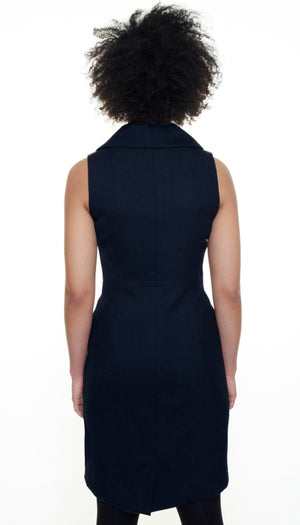 Swerve Vest Dress in Linen/ Midnight Navy