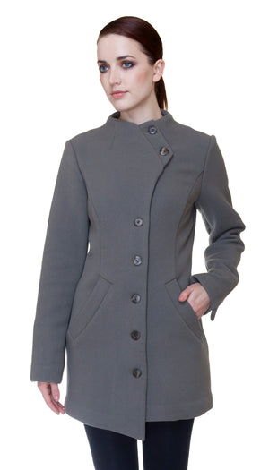 Mock Military Button Front Coat/ Putty