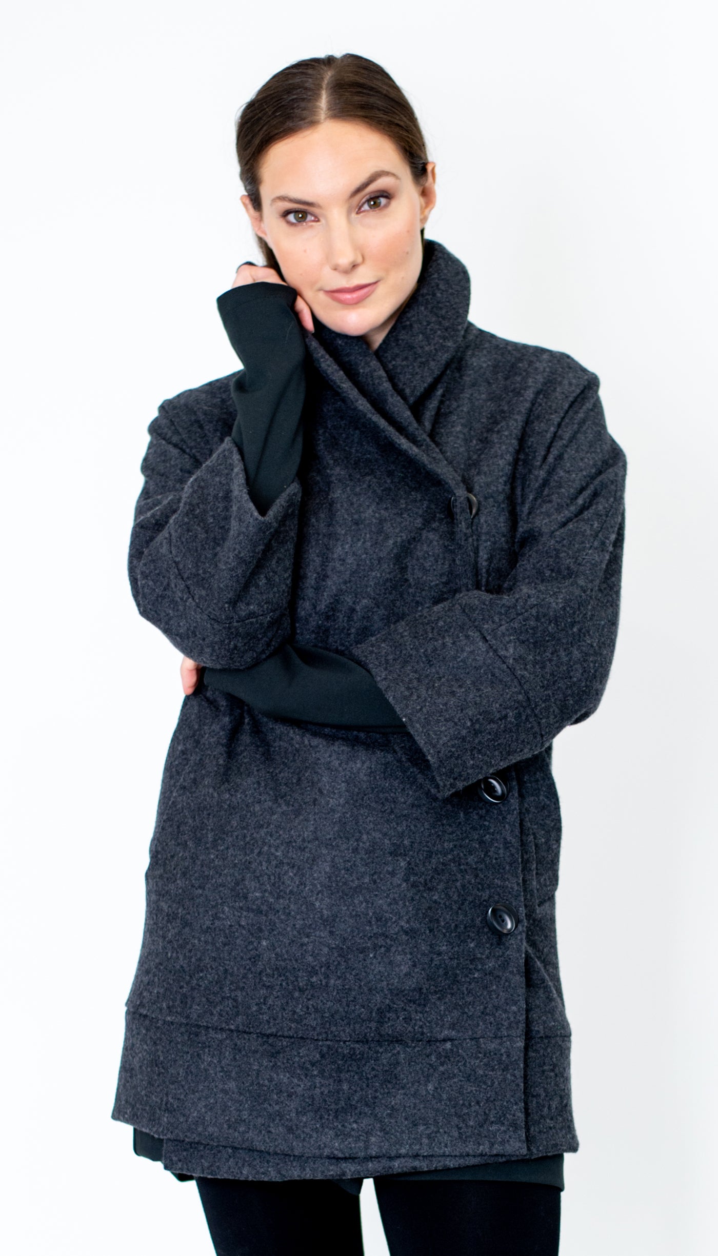 Classic Swing Coat / Charcoal Wool Flannel