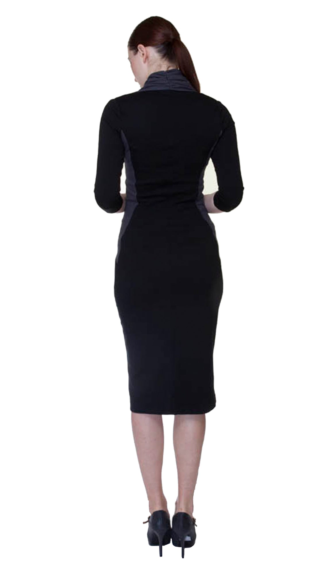 Color Block Wrap Neck Knit Dress