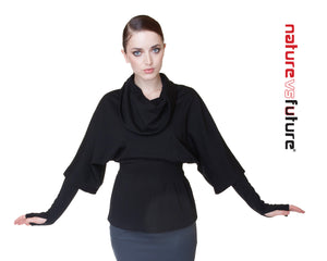 Dolman Sleeve Knit Top w/Detachable Sleeve Extension with Thumbholes
