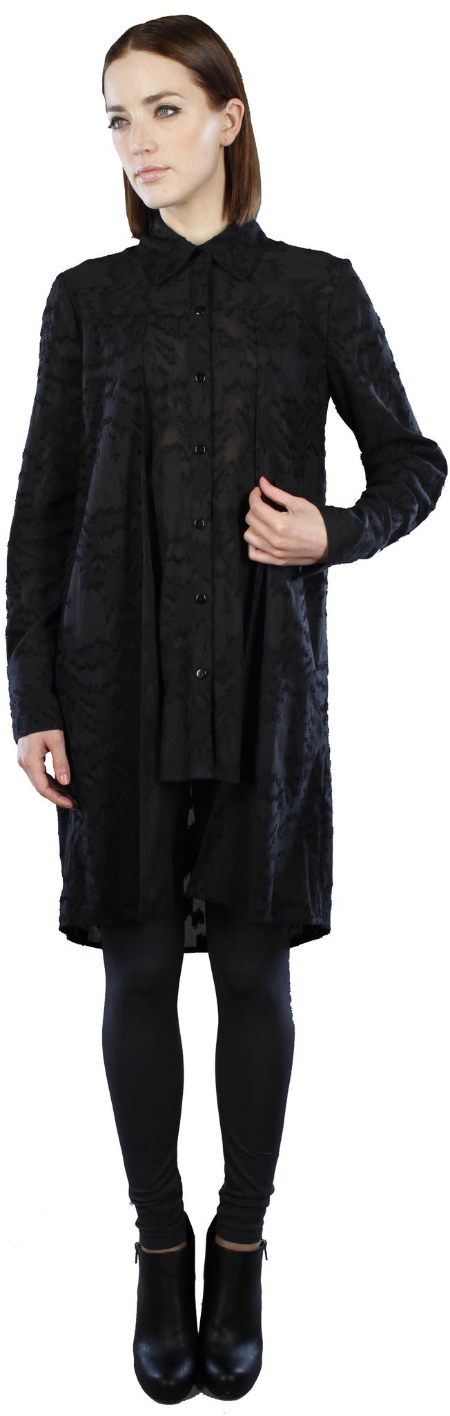 Button Front Double Layer Tunic Shirt