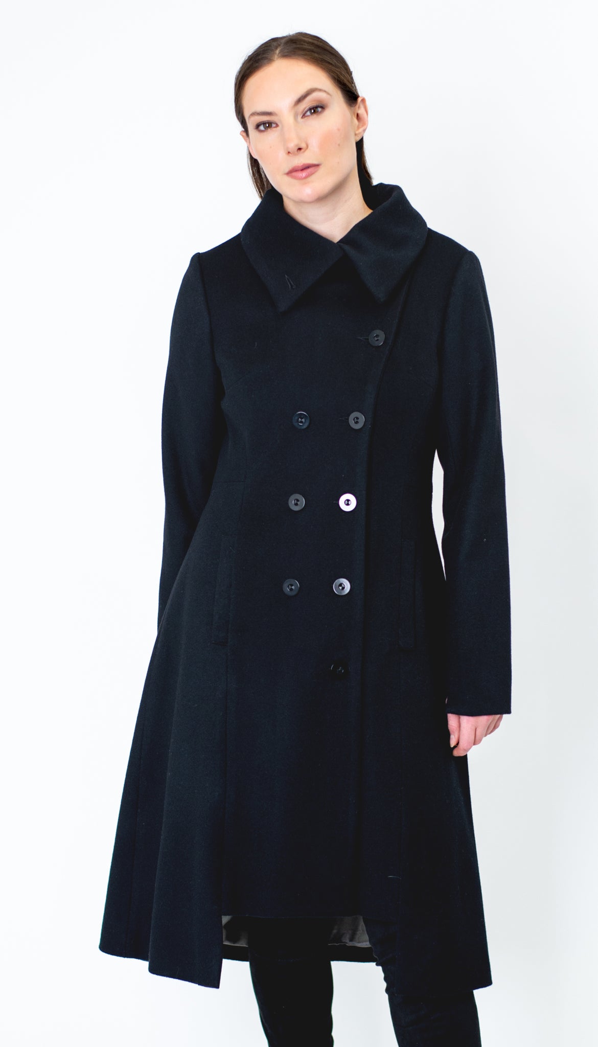 Military Button Up Coat/ Wool/Cashmere Blend/ Black – naturevsfuture