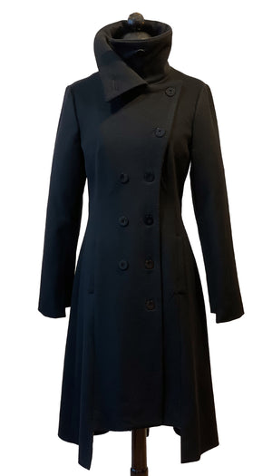 Military Button Up Coat/  Wool/Cashmere Blend/ Black