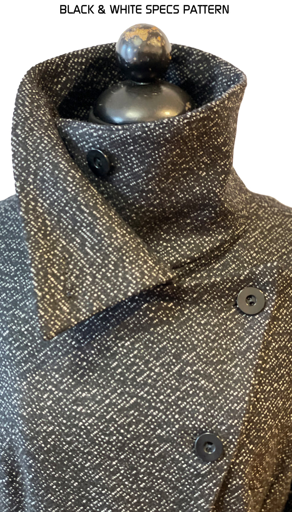Military Button Up Coat/  Black /white texture