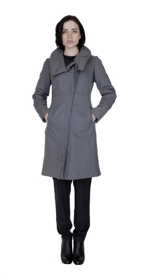 High Collar thinsulated zip coat: Grey Nylon
