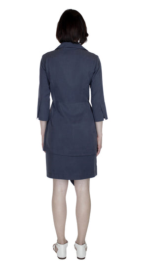 Asym Placket Double tier Shirtdress