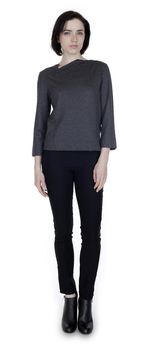 Split Angle Knit Top Charcoal