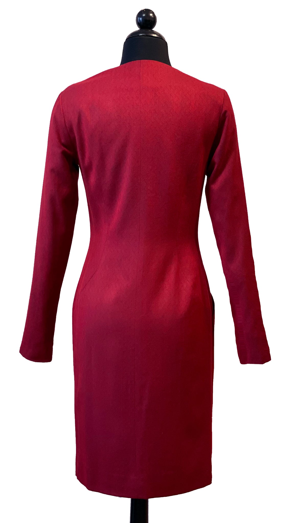 V Plunge Button Up Dress  /  Red