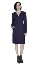 V Plunge Button Up Dress  /  Eggplant