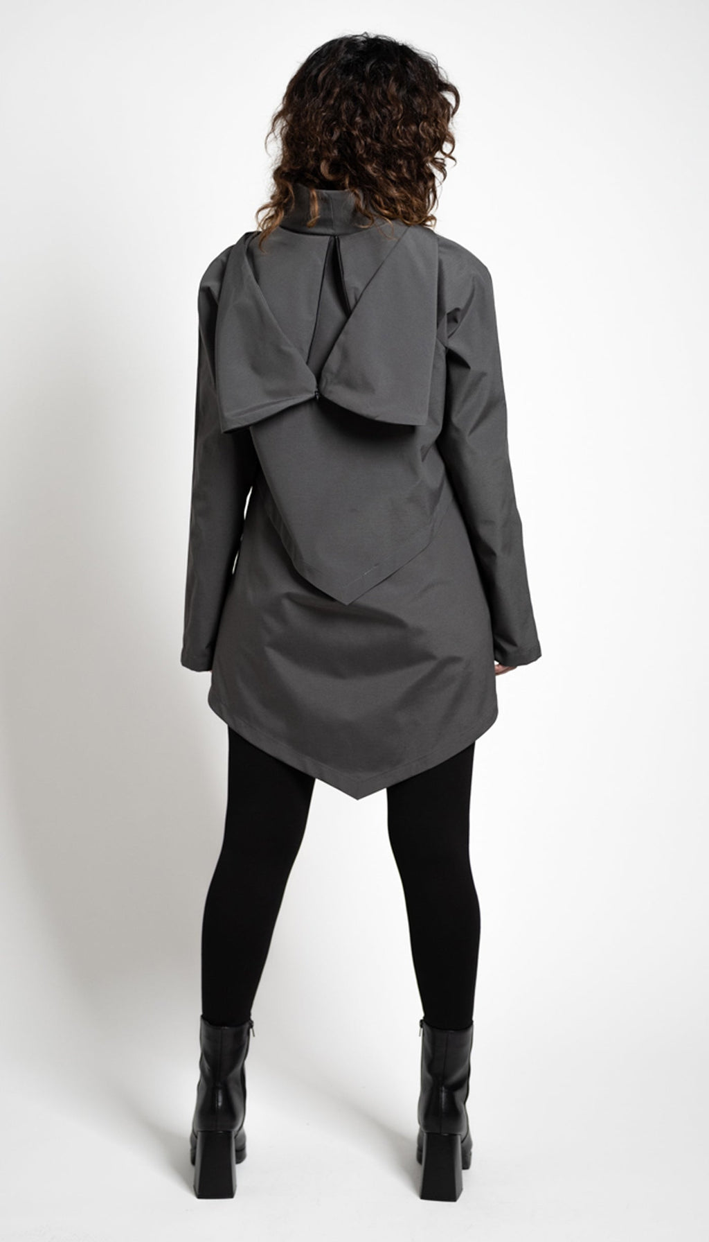 Convertible Hood Asymmetrical Rain Jacket w/ lining