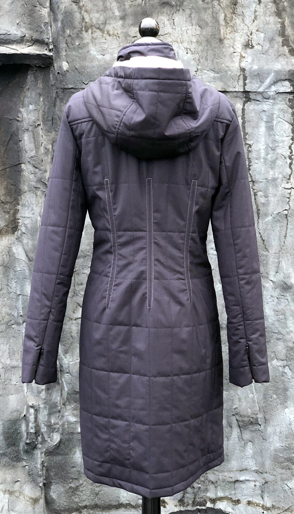 Gotham Water Repellent Zip Off Hood Quilted Coat/ Navy
