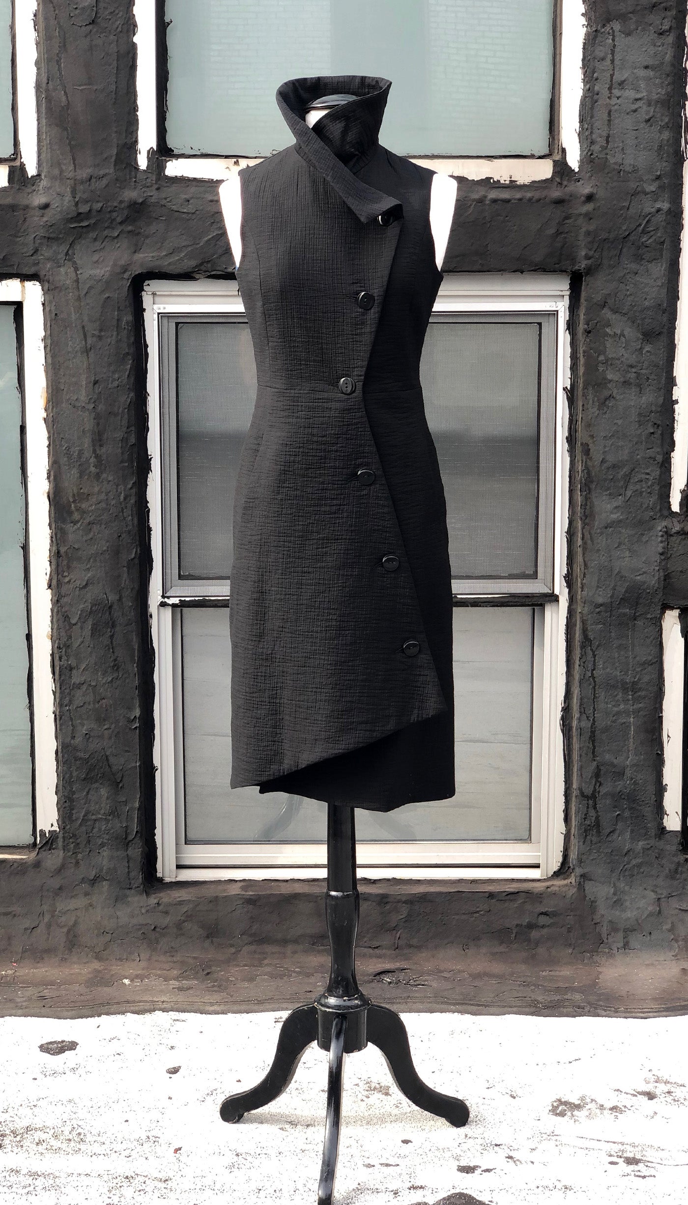 Swerve Long Vest Dress/ Black Crinkle – naturevsfuture Swerve Long Vest Dress/ Black Crinkle – naturevsfuture