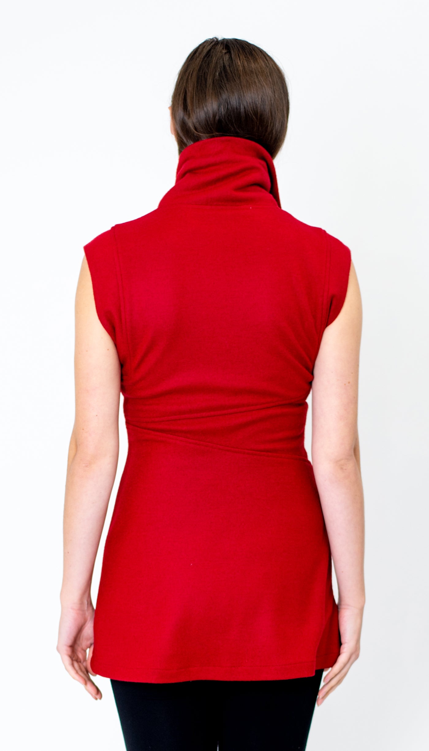 Double Collar Sweater Vest: Red