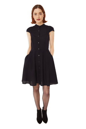 Zoey Dress in Wool Gauze: Eggplant