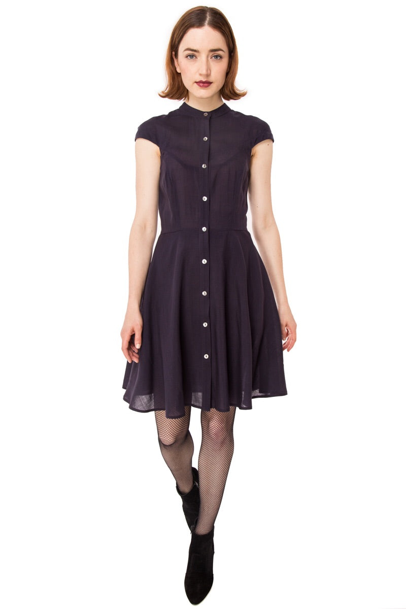 Zoey Dress in Wool Voile: Eggplant