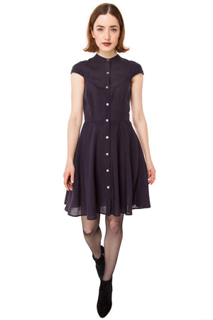 Zoey Dress in Wool Gauze: Eggplant