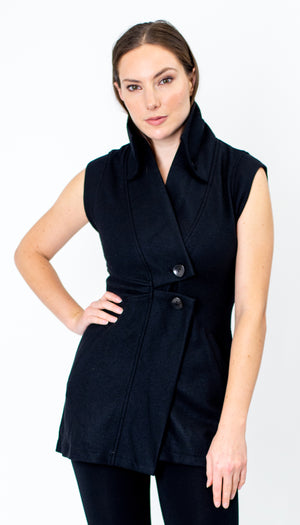 Double Collar Sweater Vest:  Black