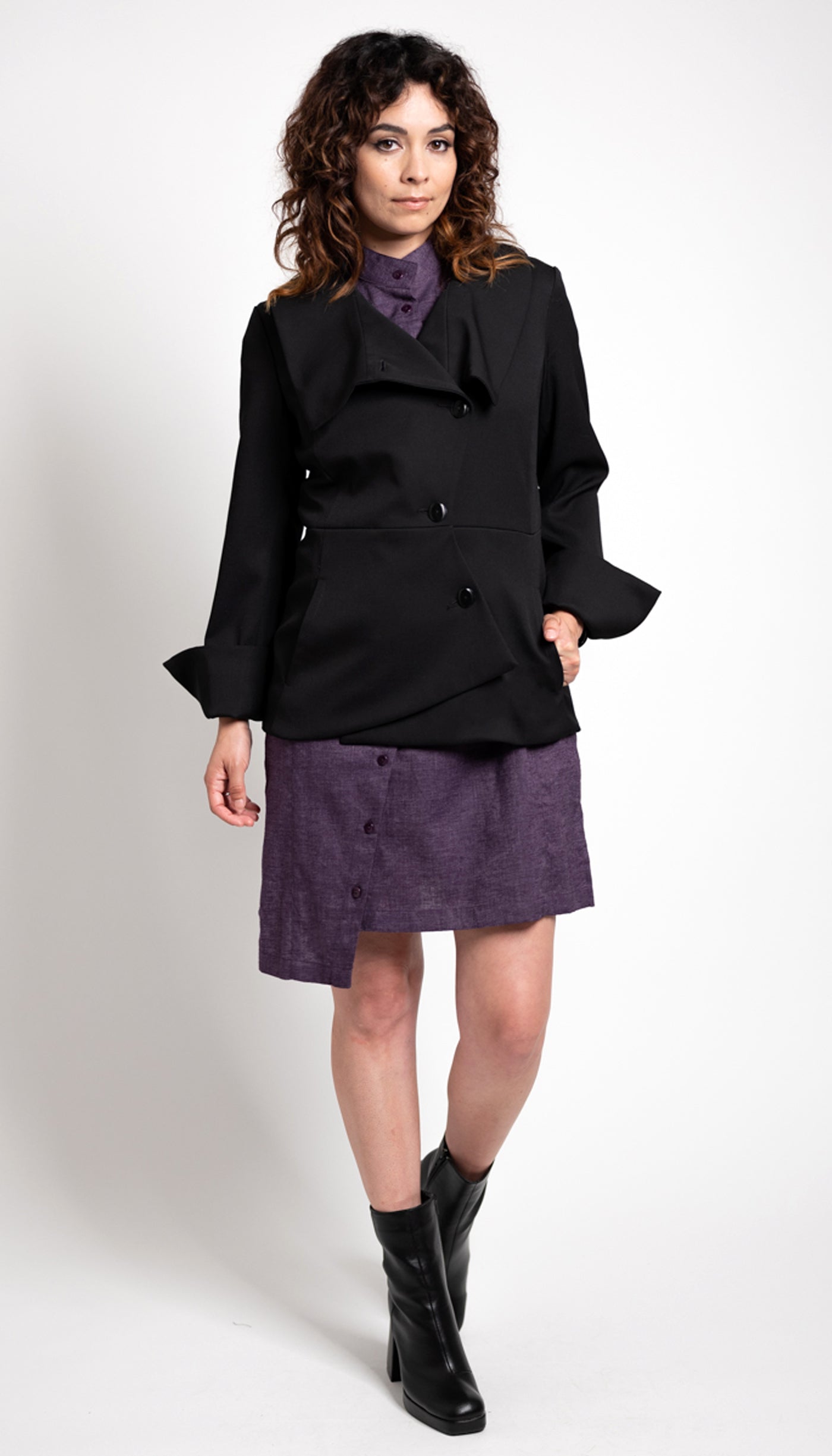 Swerve Long Sleeve Wool Suit Blazer