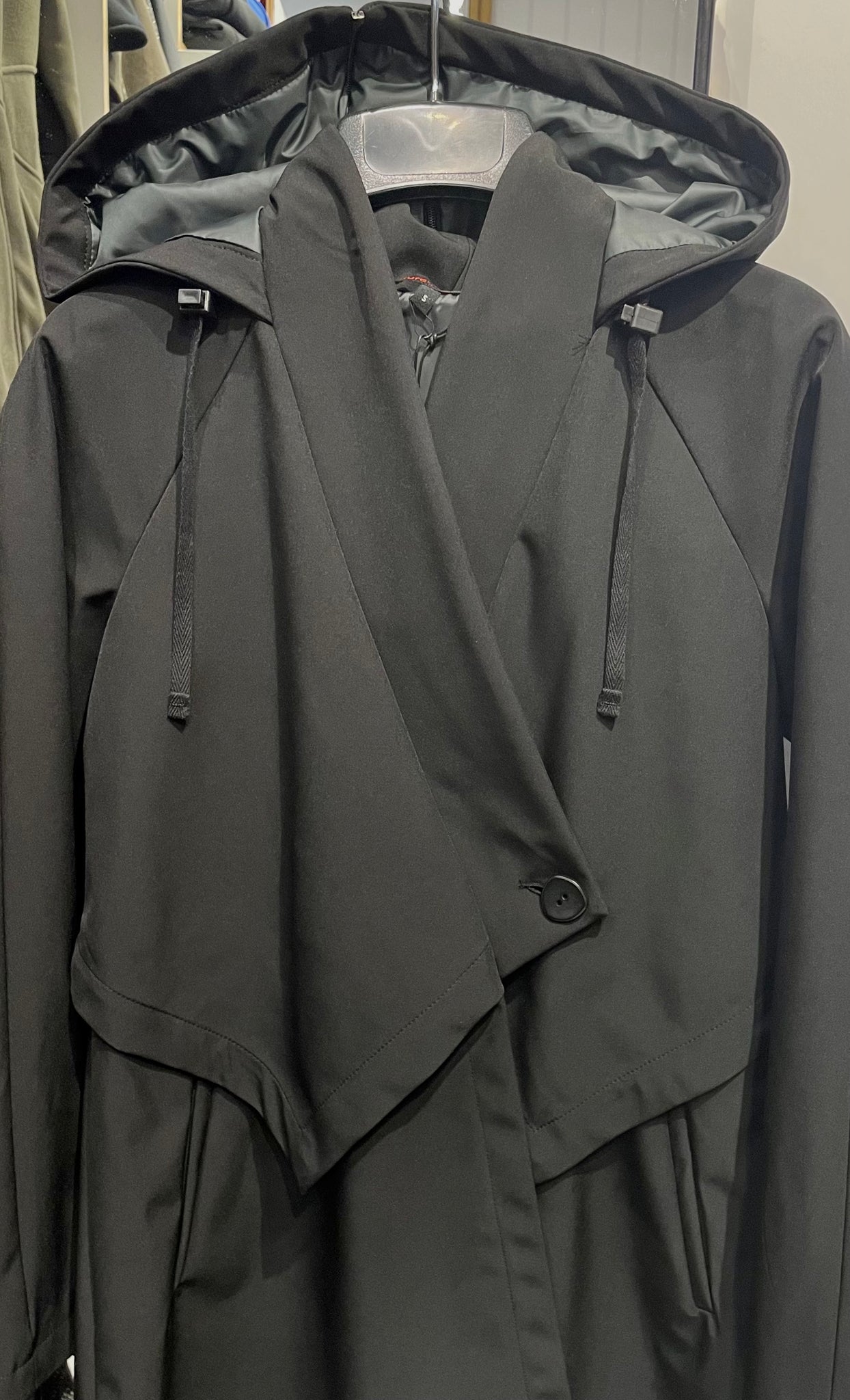Convertible Hood Asymmetrical Rain Jacket w/ lining