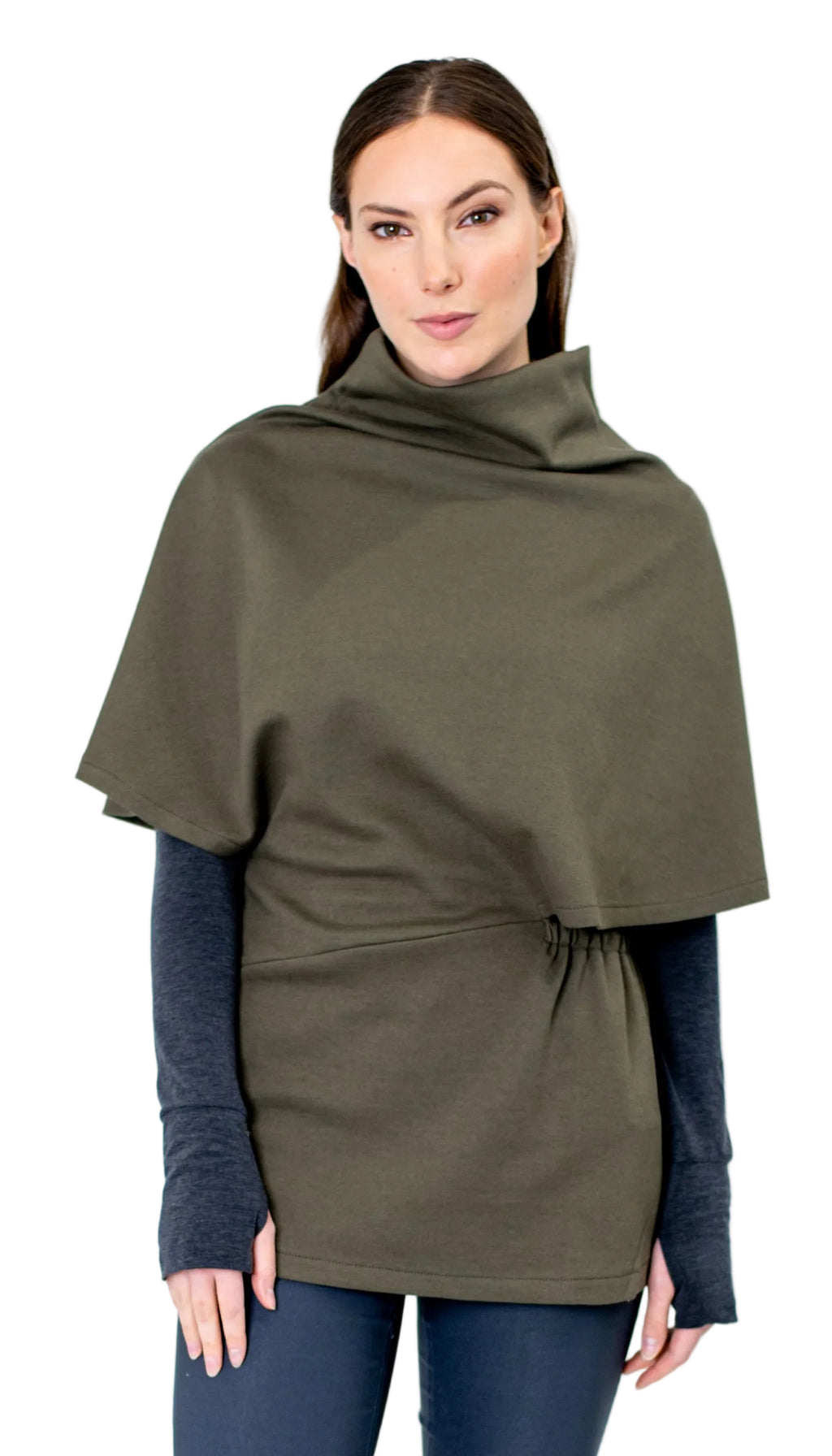 Poncho Tunic Top in Olive