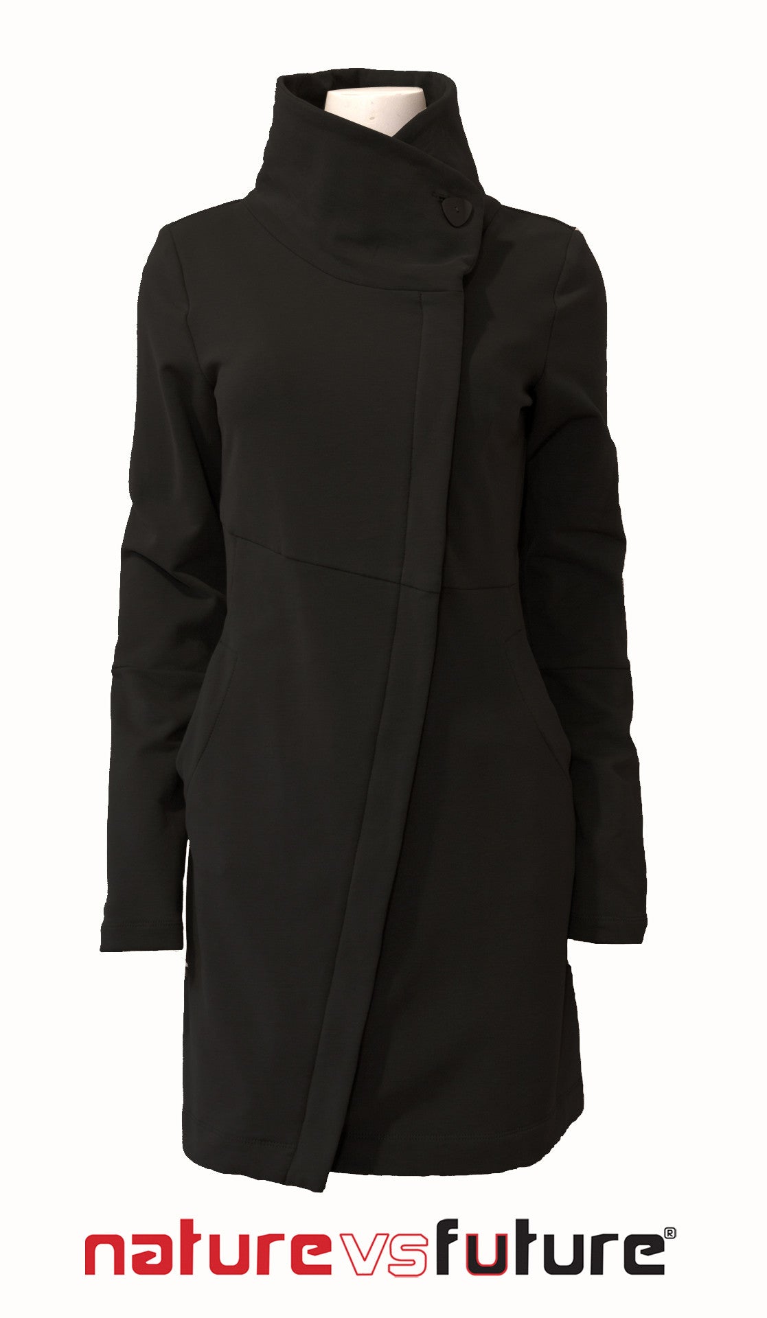 Funnel neck angled zip front tunic jacket/Hemp/ Grey